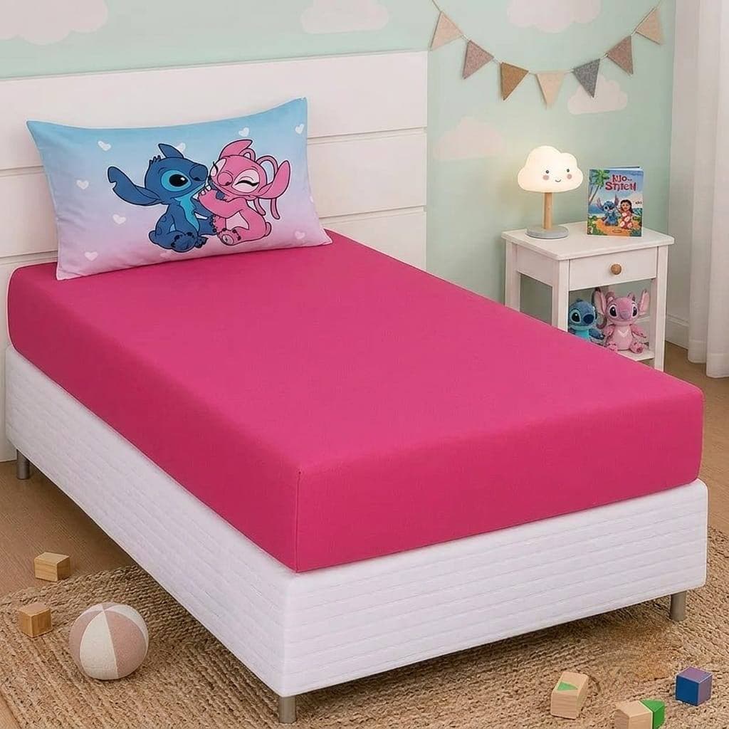 KIT 2 PEÇAS CAMA DE SOLTEIRO LENÇOL +FRONHA /VÁRIAS CORES/PRONTA ENTREGA/KIDS/ STITCH NOVO