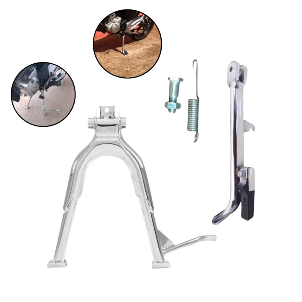 Kit Cavalete Central + Lateral Titan 150/160 Fan 150/160 Cromado Loja3847