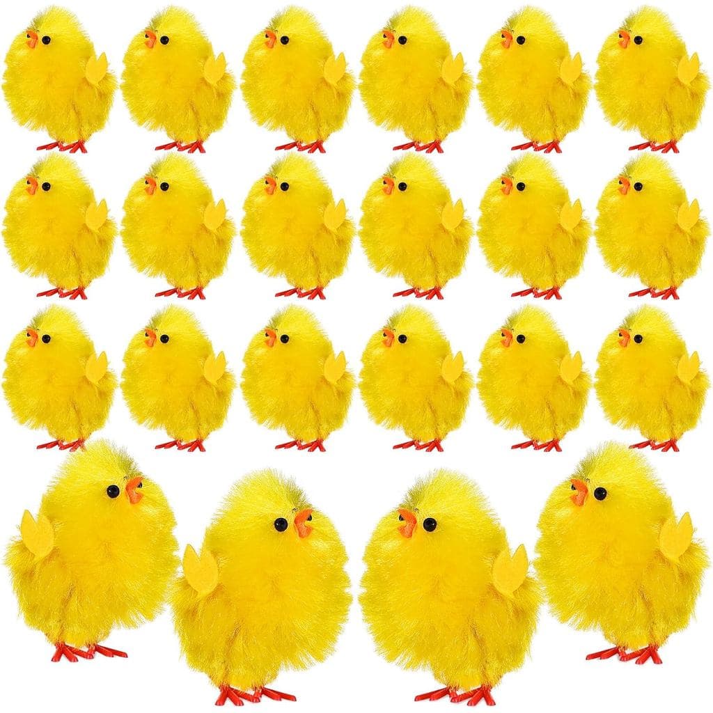 Gatuida 36pcs Easter Fluffy Chicks Little Yellow Soft Plush Chickens Figurines Mini Fuzzy Chicks Decorations for Easter