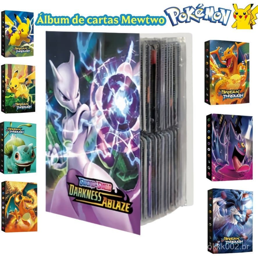 Álbum Mewtwo Pokémon  Pasta Luxo 240 Cartas Premium Design Novo
