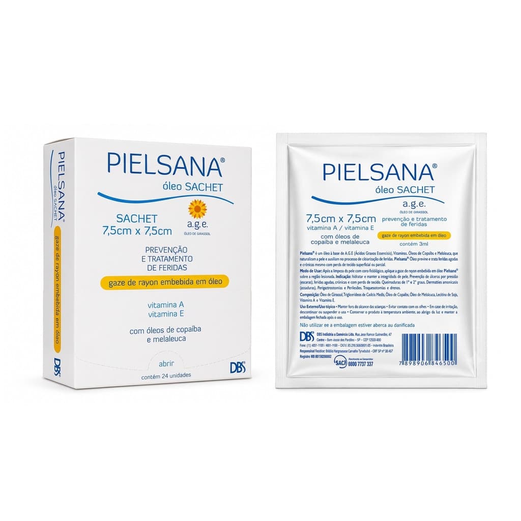 Kit 12x Curativo Gaze De Rayon Pielsana c/ oleo DBS 7,5X7,5cm