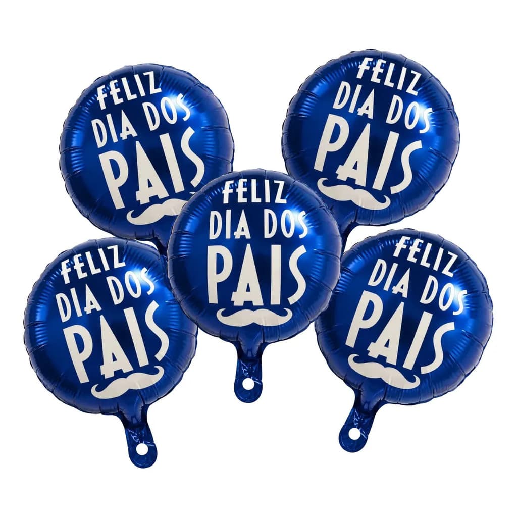 Kit 5 Balões Metalizados Festa Dia dos Pais Cor Azul