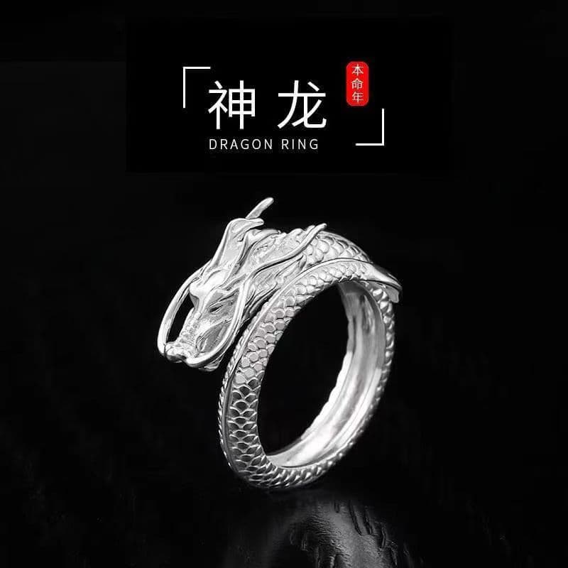 Novo estilo chinês nacional na moda Benming ano dragão anel masculino ins luz luxo nicho zodíaco anel masculino abertura