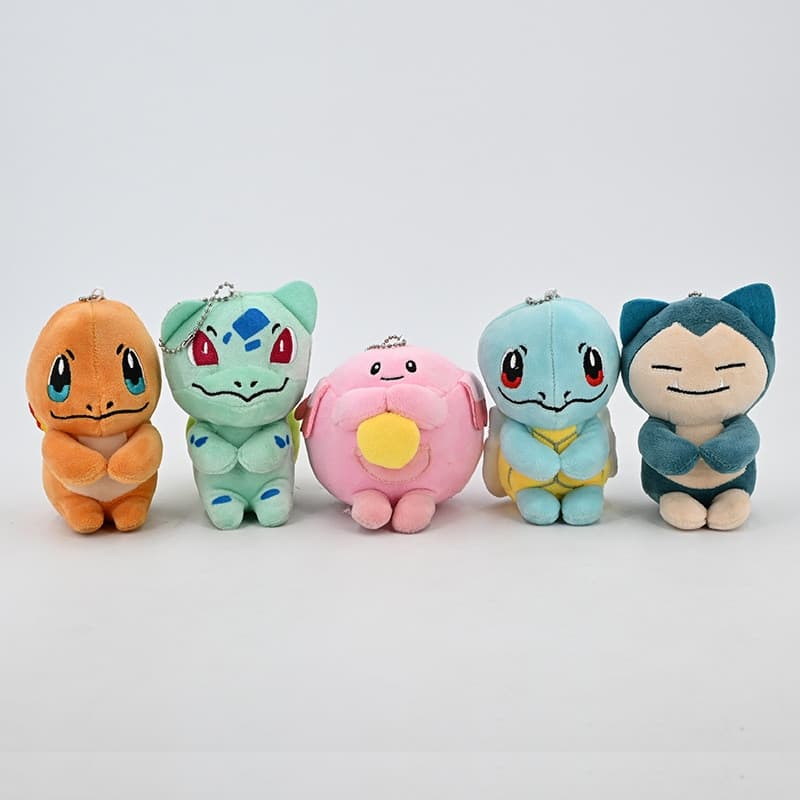 1 Pçs 11cm Chaveiro De Pelúcia Pendente Acessório Decoração Bulbasaur Squirtle Snorlax Charmander Chansey Brinquedos Bon