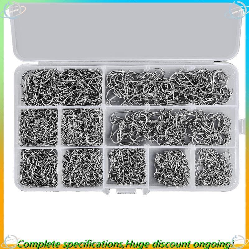 Conjunto De Anzóis Farpados De Aço De Alto Carbono , 1000 Peças , Para Água Salgada , Doce , Equipamento De Pesca