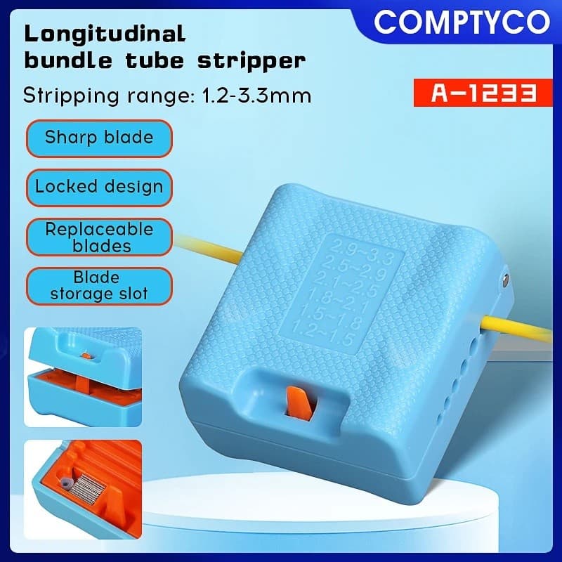 COMPTYCO A-1233 Amortecedor De Tubo Solto 1.2-3.3mm Diâmetro De Fibra Óptica Cabo Jaqueta Stripper Cortador FTTH Ferrame