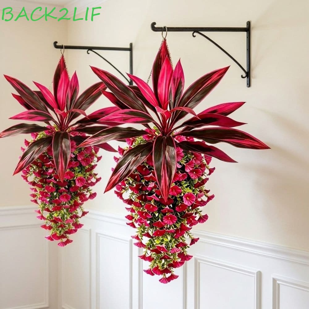 BACK2LIF Artificial Dracaena Morning Glory Pendurado Videira , Folhas Lush Falso Trailing Petúnia Planta Floral