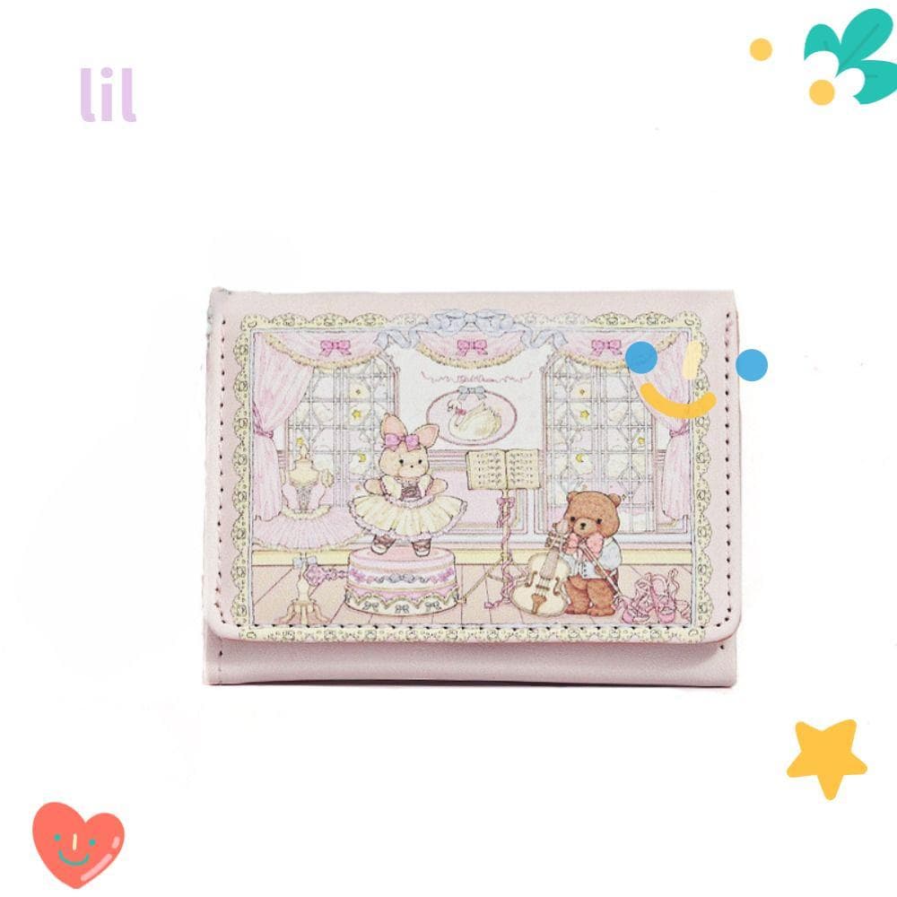Bolsa De Dinheiro LIL , Carteira Curta Portátil De Urso E Coelho , Moedas Fashion PU Com Vários Slots Para Meninas