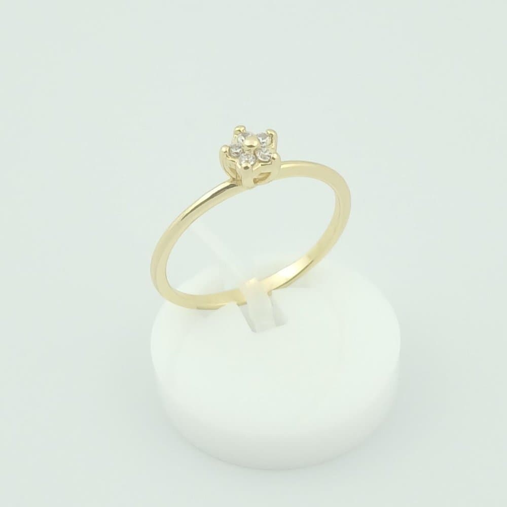 Anel Flor Cravejado Banhado em Ouro 18k 20