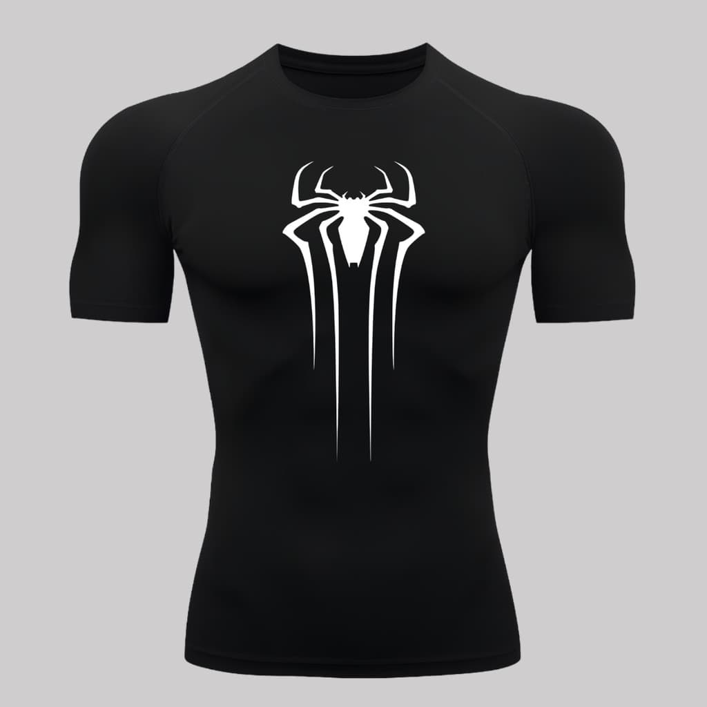 Camiseta Masculina Compressão UV Homem-Aranha Manga Curta Térmica
