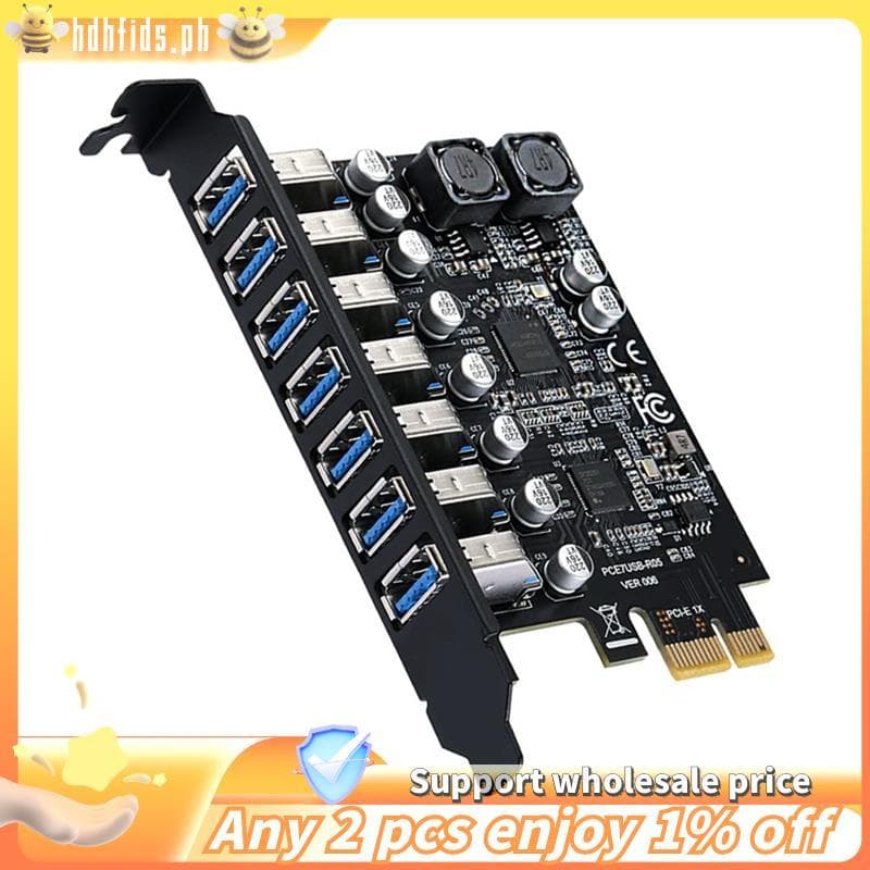 Adaptador De Expansão USB3.0 Para PCI Express-E 7 Portas USB3.2 Gen1 5Gbps USB3 PC Desktop Hub USB