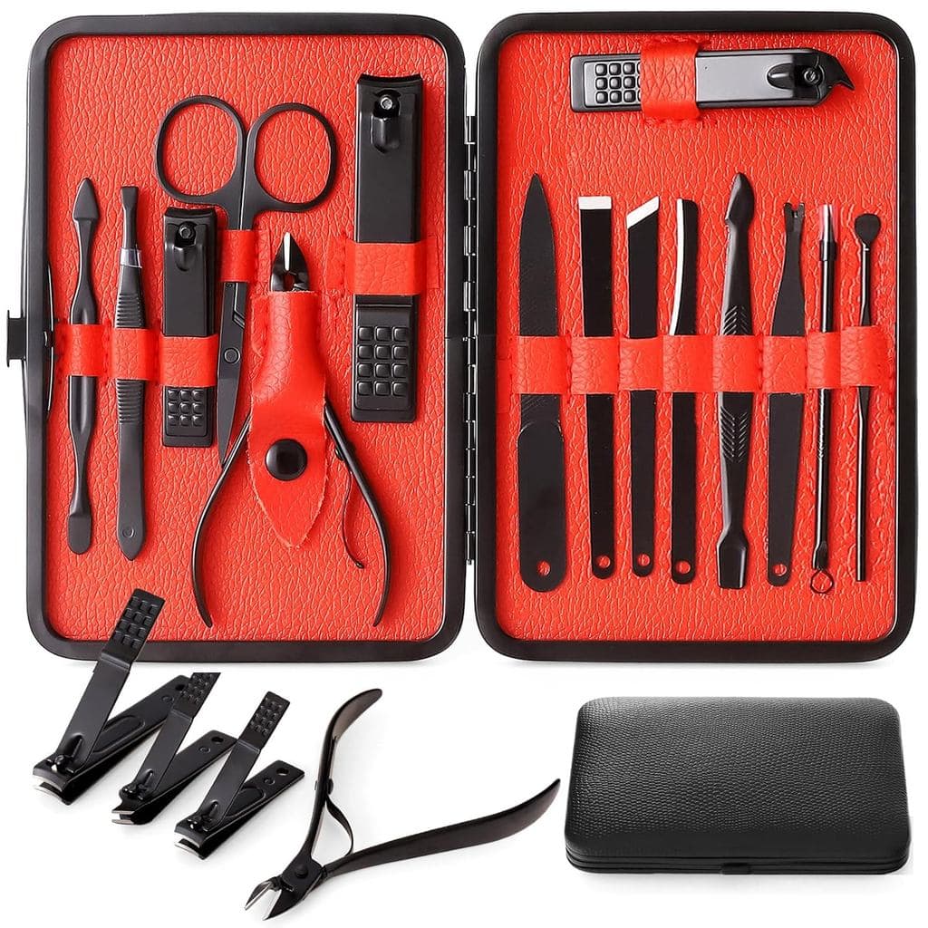 Conjunto de Cortadores de Unhas de Alta Precisão em Aço Inoxidável, Kit de Pedicure com Lixa de Unhas, Tesoura e Cortado