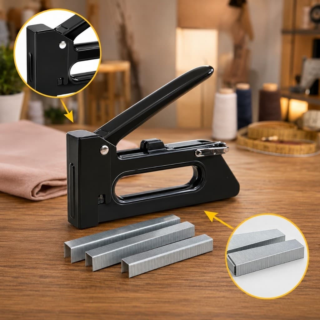 Grampeador para Tapeceiro com 100 Grampos de 8mm Preta