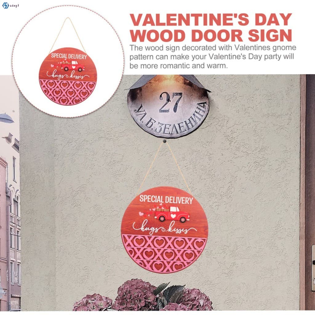 Decoração Suspensa De Porta Redonda-Sinal De Amor Vermelho Para Festa De Aniversário De Casamento