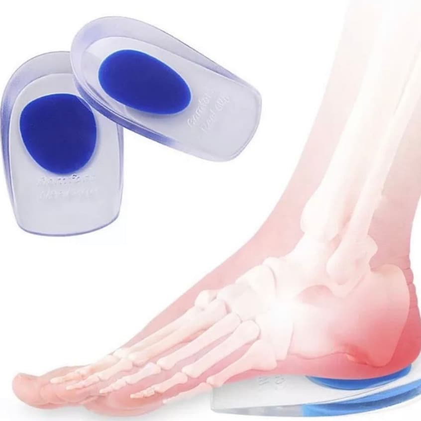 Palmilhas Ortopédicas Silicone Gel Conjunto 2 Unidades, Proteção Calcanhar, Ideal para Esporão Calcanheira