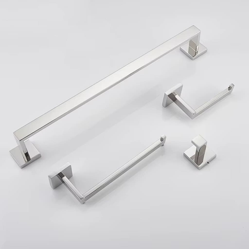 Kit Acessórios Para Banheiro Completo 4 Peças Inox 60CM Toalheiro De Banheiro Prata Escovado