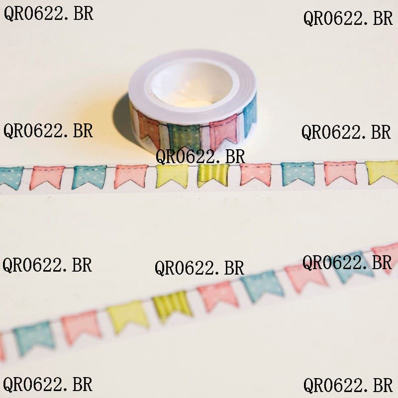 15mm * 10m Fita adesiva decorativa Washi Japonesa Bandeiras Padrão Fita adesiva de papel de máscara Adesivo Diário
