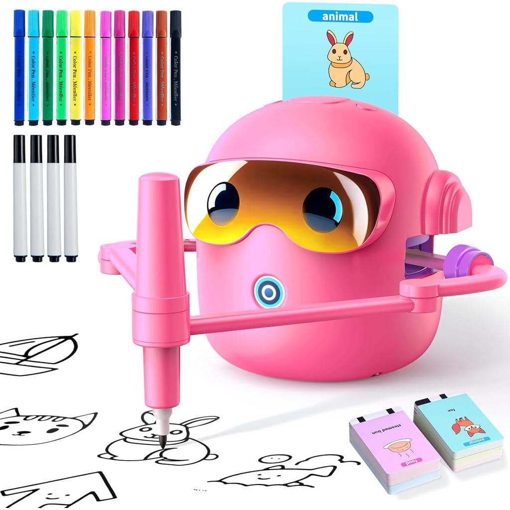 Robô de Desenho para Crianças com 100 Cartões, Brinquedos Educativos de Pintura Montessori para Meninos e Meninas de 3 a