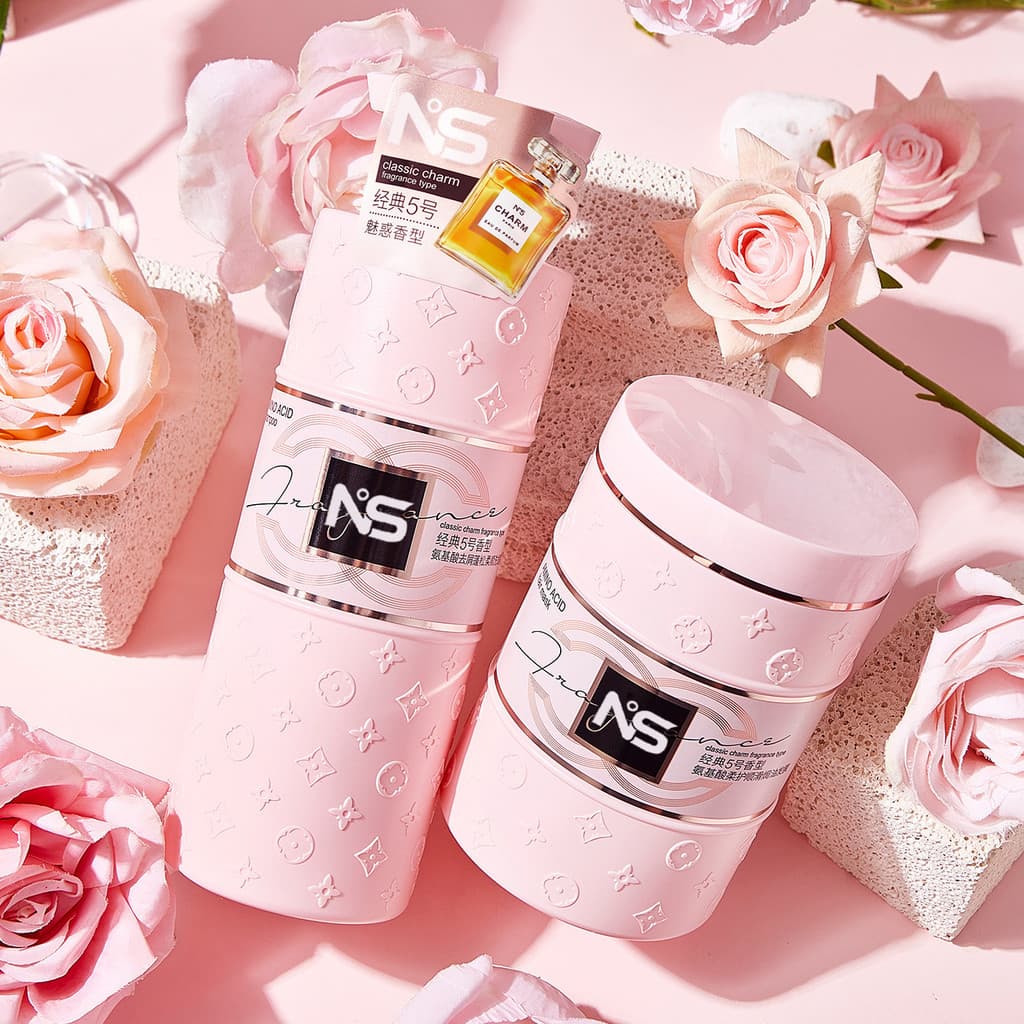 Conjunto de Shampoo Volumizante e Suavizante Anti-Caspa com Aminoácidos Jiaobeishi, Óleo Capilar Suavizante, Creme Prote