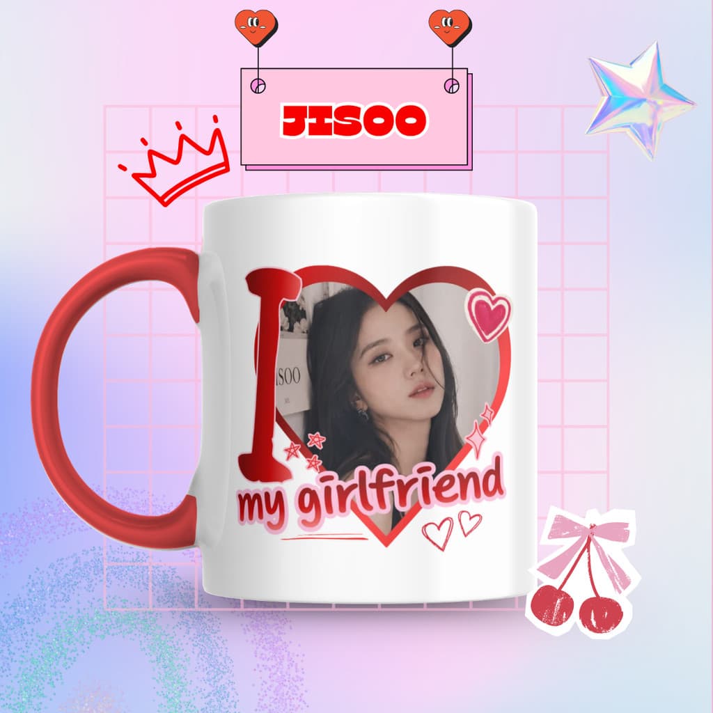 Caneca Xicara Porcelana 325ml Blackpink Kpop KIdol Jisoo Personalizada Presente Decoração Casa