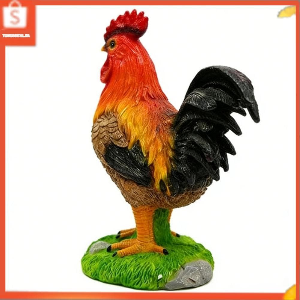 Tomdigital.br estátua de galo à prova d\'água sol cores vibrantes escultura de resina realista para decoração interna e