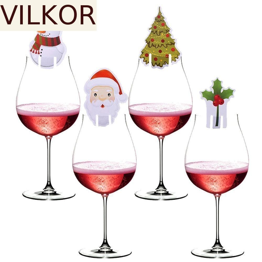 VILKOR Decoração De Natal Chapéu De Papai Noel Enfeites De Árvore Decorações De Férias Vidro De Vinho Para Casa