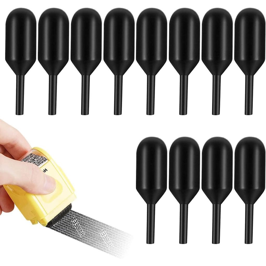 Carimbos de Rolo para Proteção contra Roubo de Identidade, 12 Peças de Recargas de Tinta Pretas para Carimbos de Tinta d