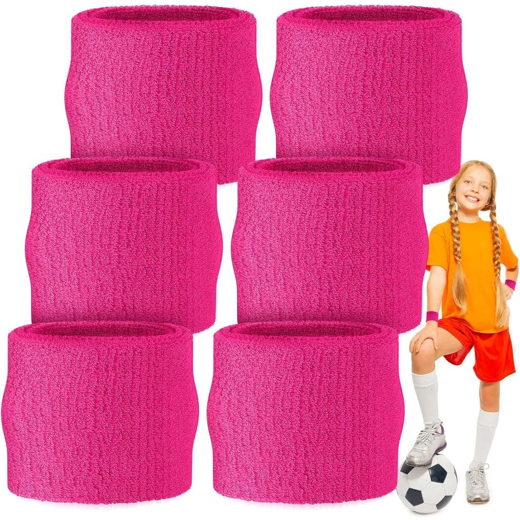 Wettarn 6 Peças Munhequeiras Esportivas Infantis Rosa, Munhequeiras Elásticas para Ginástica, Munhequeiras para Aderênci