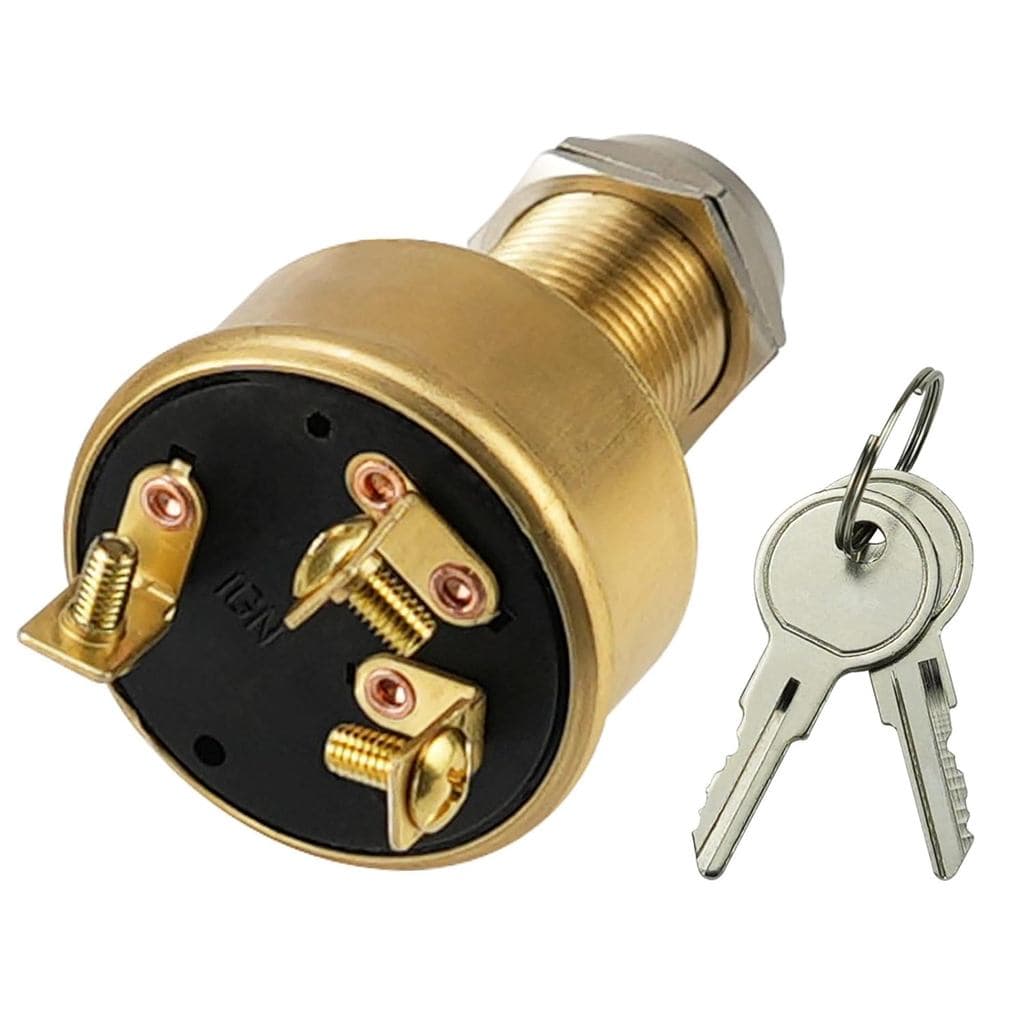 Interruptor de Ignição para Barco com Chaves, 3 Terminais, 3 Posições (Desligado-Ligado-Iniciador), 12V 15A, Interruptor