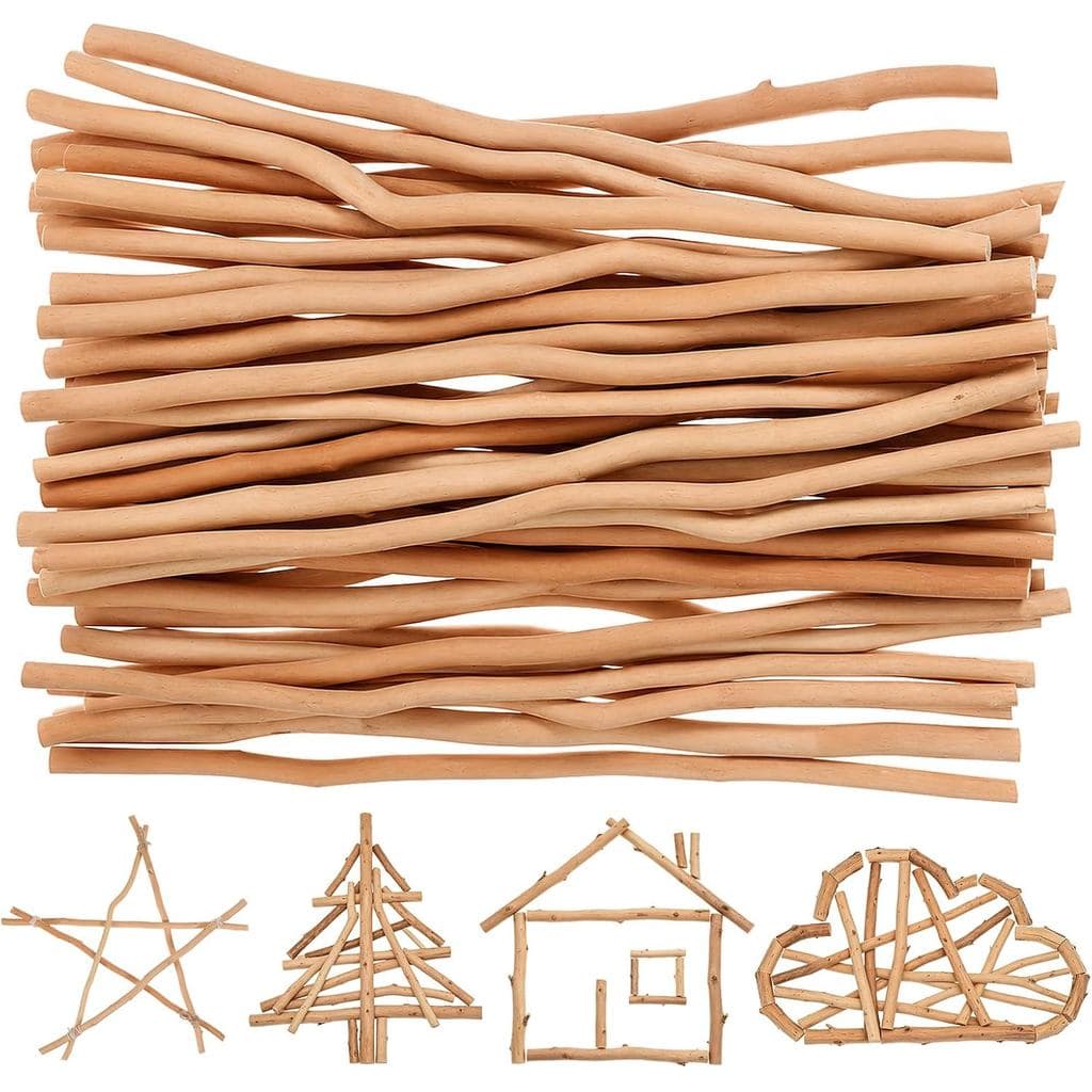 HOMSFOU 50Pcs Natural Wavy Wood Sticks - 11.8 Inches Curly Twigs for Crafts, Vase Filler, Bouquets, Photo Props & Weddin