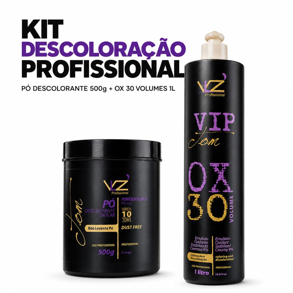 Kit Descoloração Profissional VLZ Pó 500g + Ox 30 Vol 1l