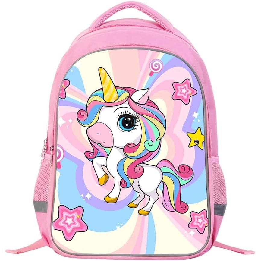 Mochila Infantil para Meninas, Mochila Rosa de Unicórnio de 17 Polegadas para Crianças, Mochila Escolar para Pré-escola,