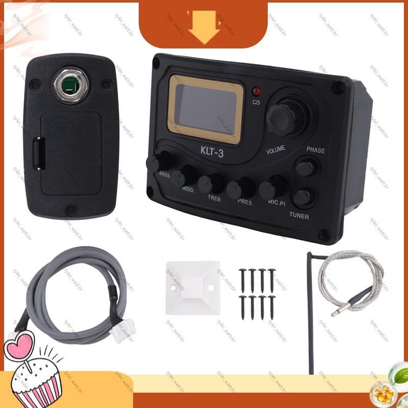 Equalizador EQ De 4 Bandas-3 Pré-Amplificador De Guitarra Acústica Com Afinador Digital Captador