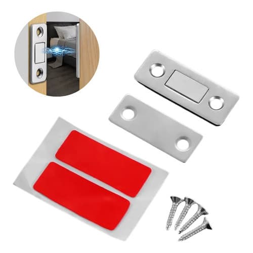 Kit 2 Pares Fecho Magnético Imã Forte Para Armário Porta Gaveta Móveis Com Parafusos e Adesivos