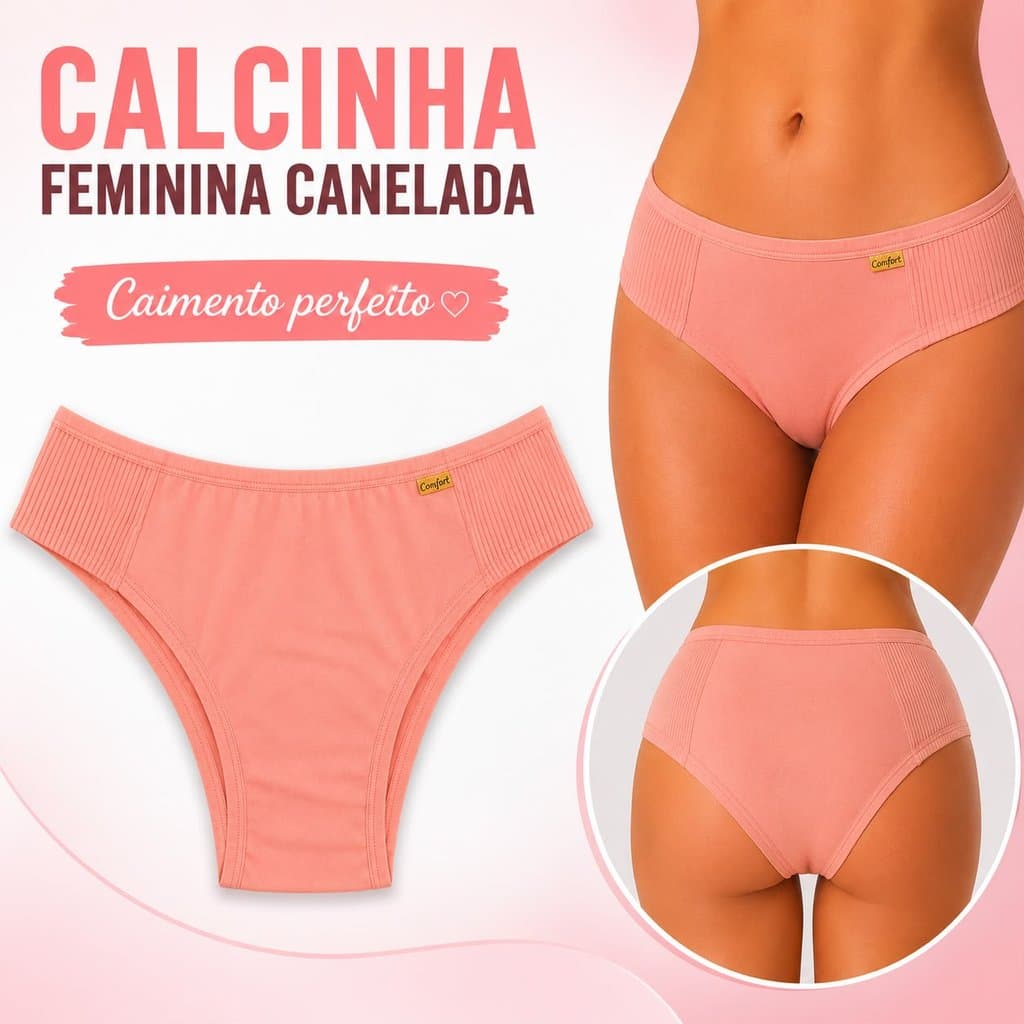 Kit até 10 Calcinhas Cotton Confort Algodão Tanga Básica Feminina Conforto