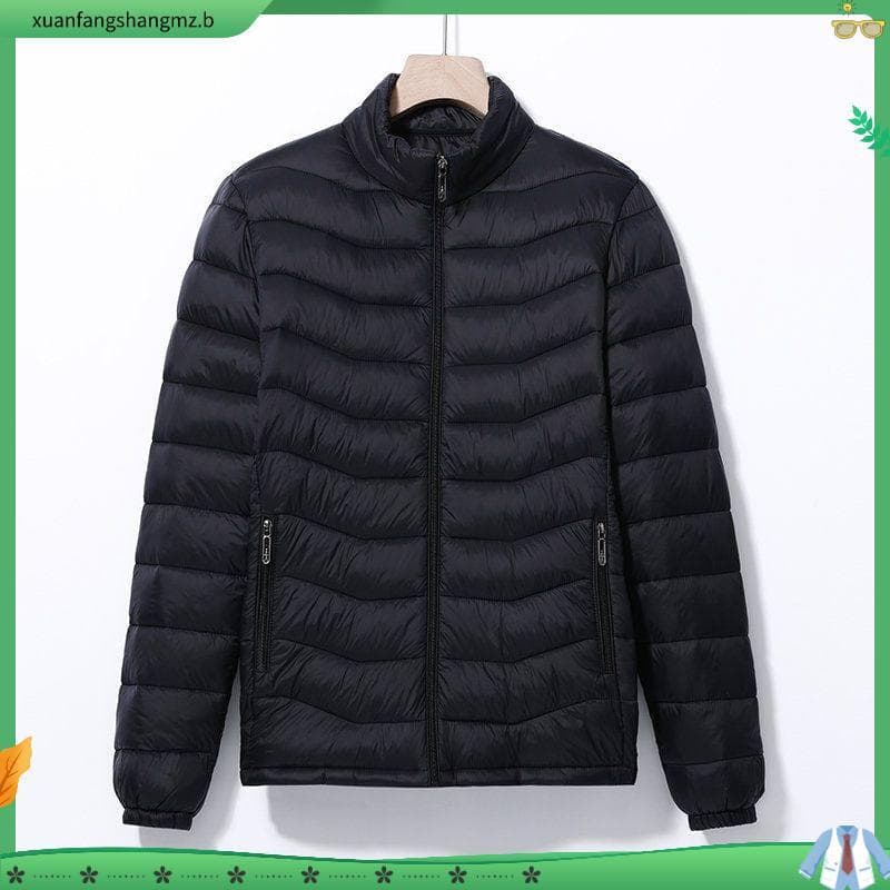 Jaqueta masculina outono inverno leve curta acolchoada de algodão Slim fit tamanho grande gola alta jaqueta acolchoada d