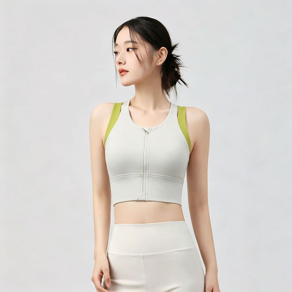 Colete esportivo com zíper frontal de alta intensidade, à prova de choque, roupa externa, sutiã lateral para corrida, Fi