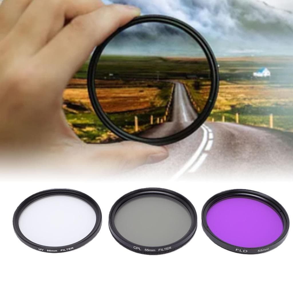 Autohome-BR kit de filtro de câmera ultra violeta fld cpl polarizador circular lente 55mm filtros sem espelho para