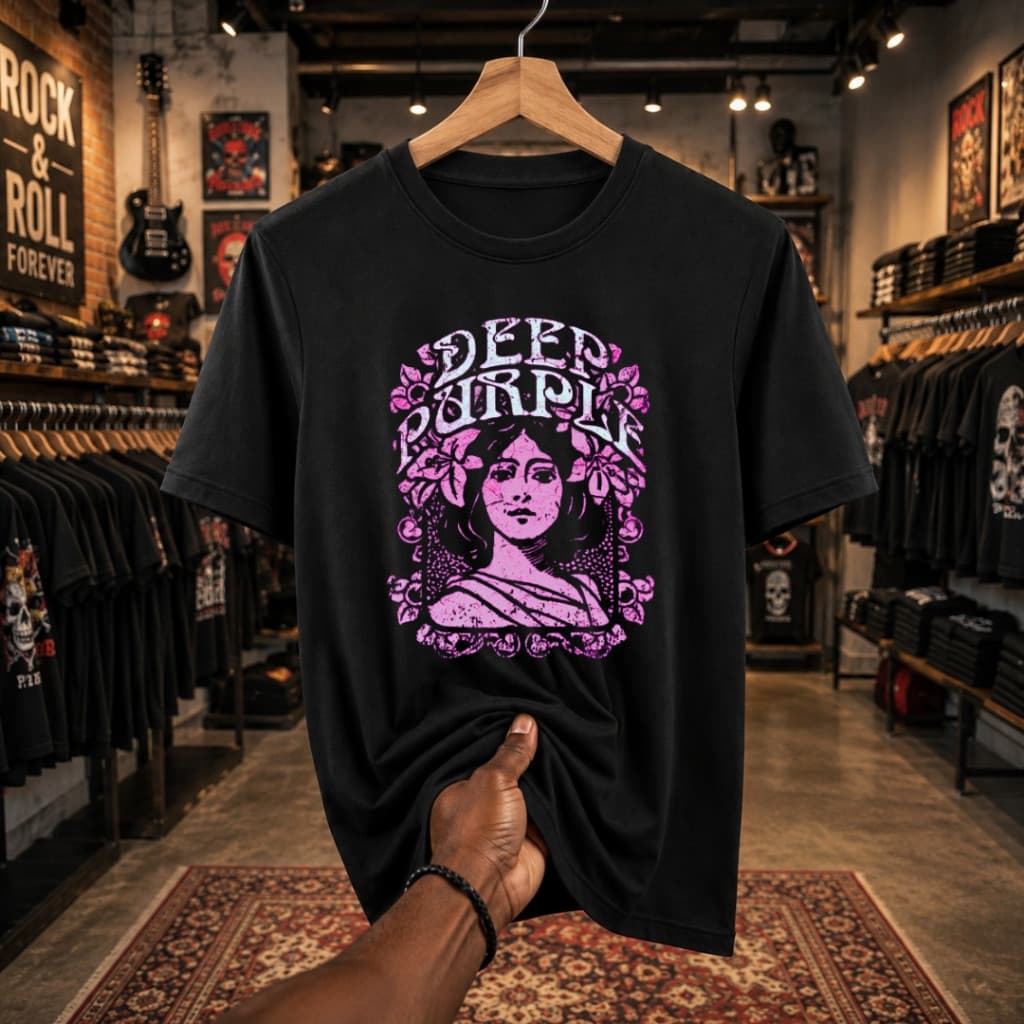 Camiseta Streetwear Básica 100% Algodão Premium Camisa Banda Deep Purple Rock In Roll Rock In Rio