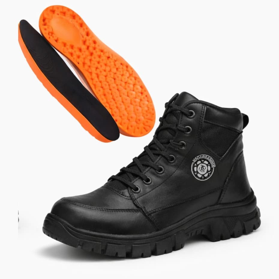 Bota Coturno Couro Sintetico Masculino e Palmilha Ortopedica