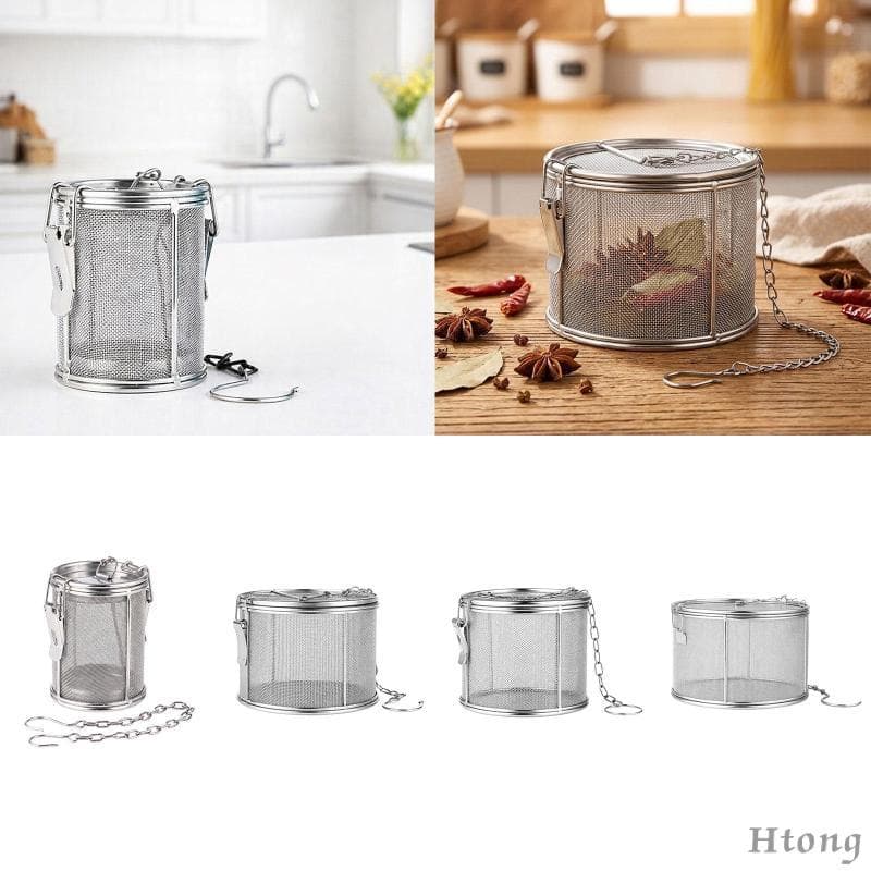 [Htong] Infusor De Chá Cesta De Malha De Aço Inoxidável Temperos Coador Com Fina E Design Seguro De 2 Travas Adequado Pa