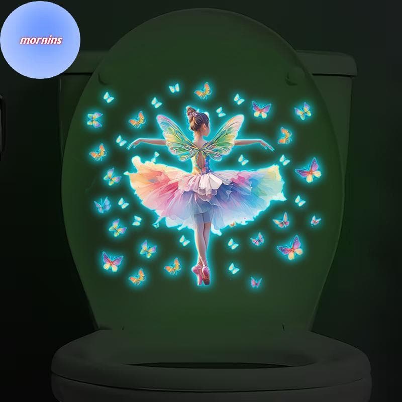 MORNIN Removível Luminoso Menina Toalete Stiers Brilho No Escuro Decalques De Parede Para Crianças Banheiro Janela Do Ca