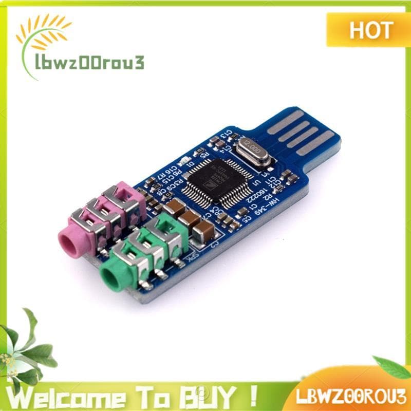 Placa De Som Externa Com Entrada Estéreo ADC/3.5 Mm De 24 Bits I2S 2 Unidades CM108 Módulo De Interface De Áudio USB Sem
