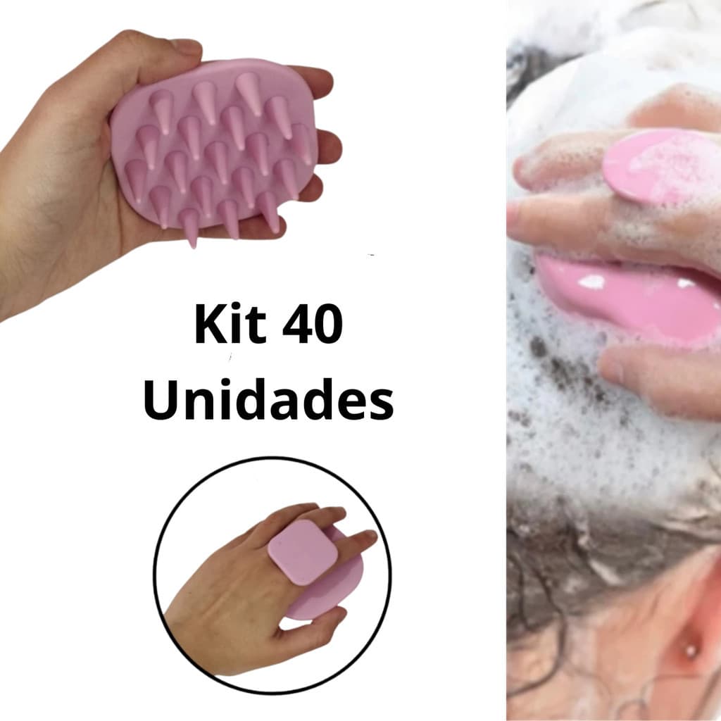 Kit 40 Escovas de Silicone Massageadora de Cabelos Fortalecimento do Cabelo