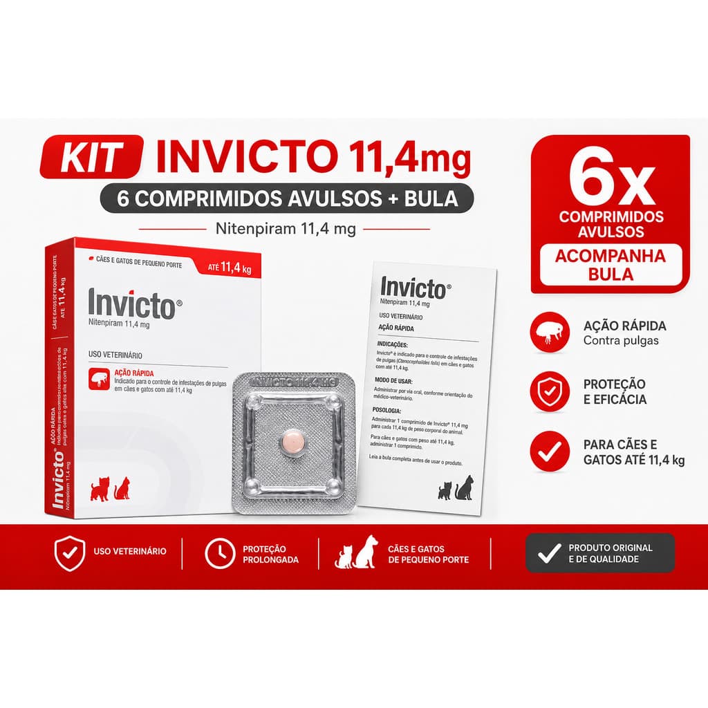 KIT INVICTO 11,4 CAIXA VERMELHA MG X6 COMPRIMIDOS AVULSO+BULA