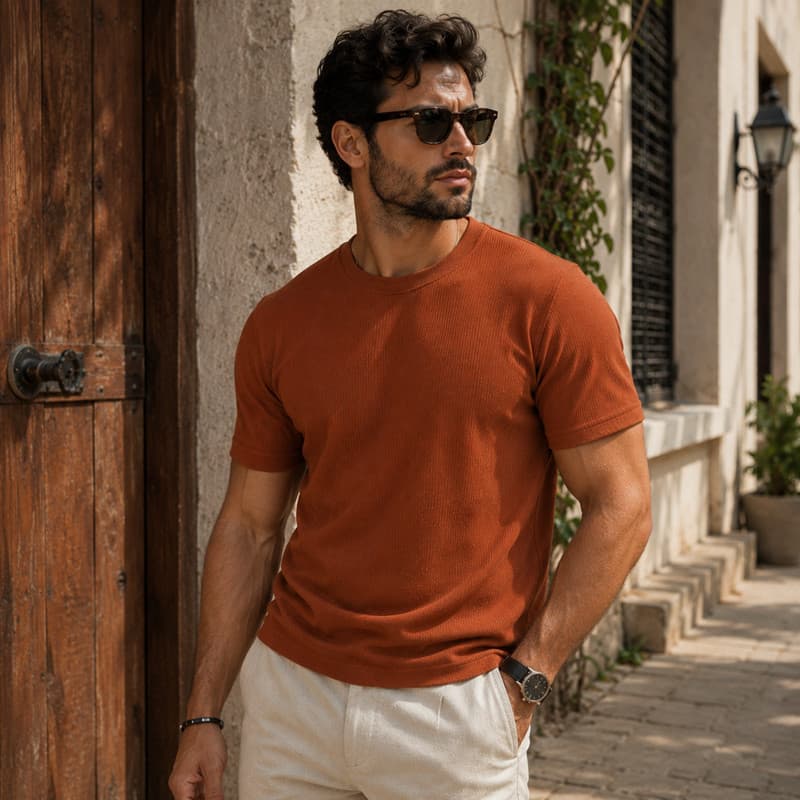 Camisetas Masculinas Texturizadas 100% Algodão Premium Casual