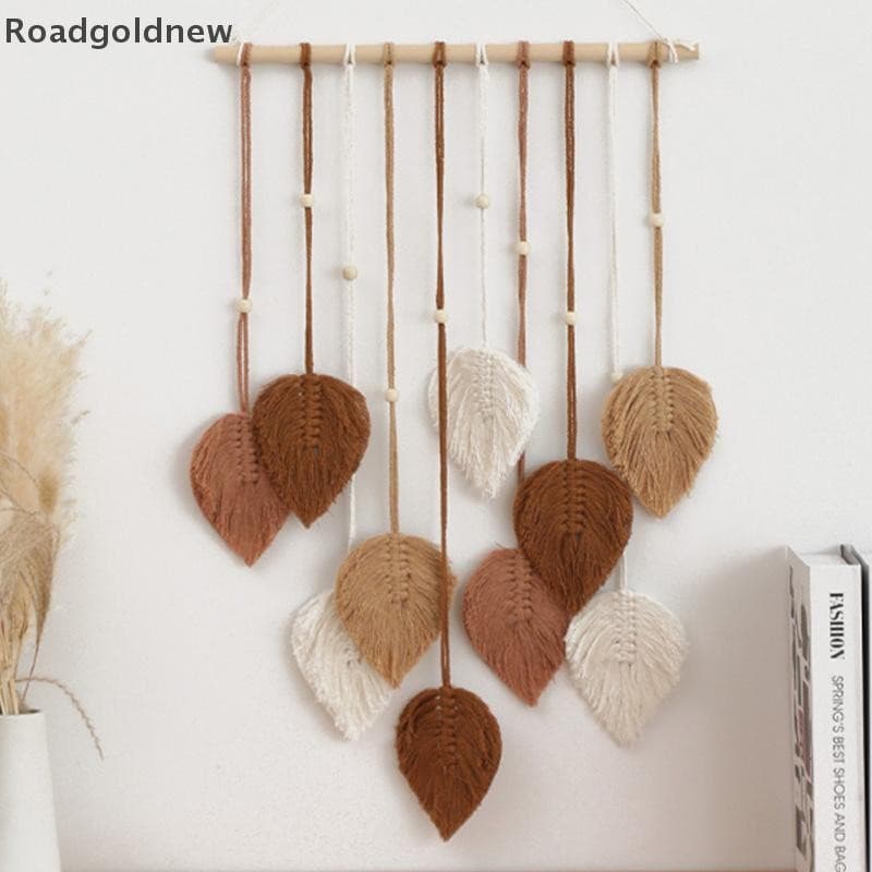 RGN Folha Macrame Tapeçaria Marrom Verde De Parede Boho Decoração Para Casa Pendurado Na Sala Estar Presente NW