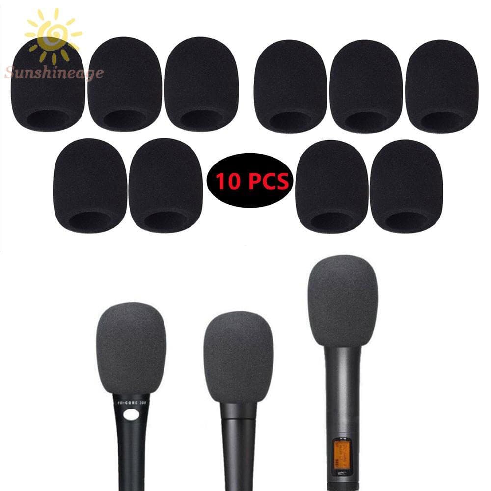 10 Pcs Microfone De Espessura De Palco De Mão Espuma De Pára-Brisas Capa Karaoke Black