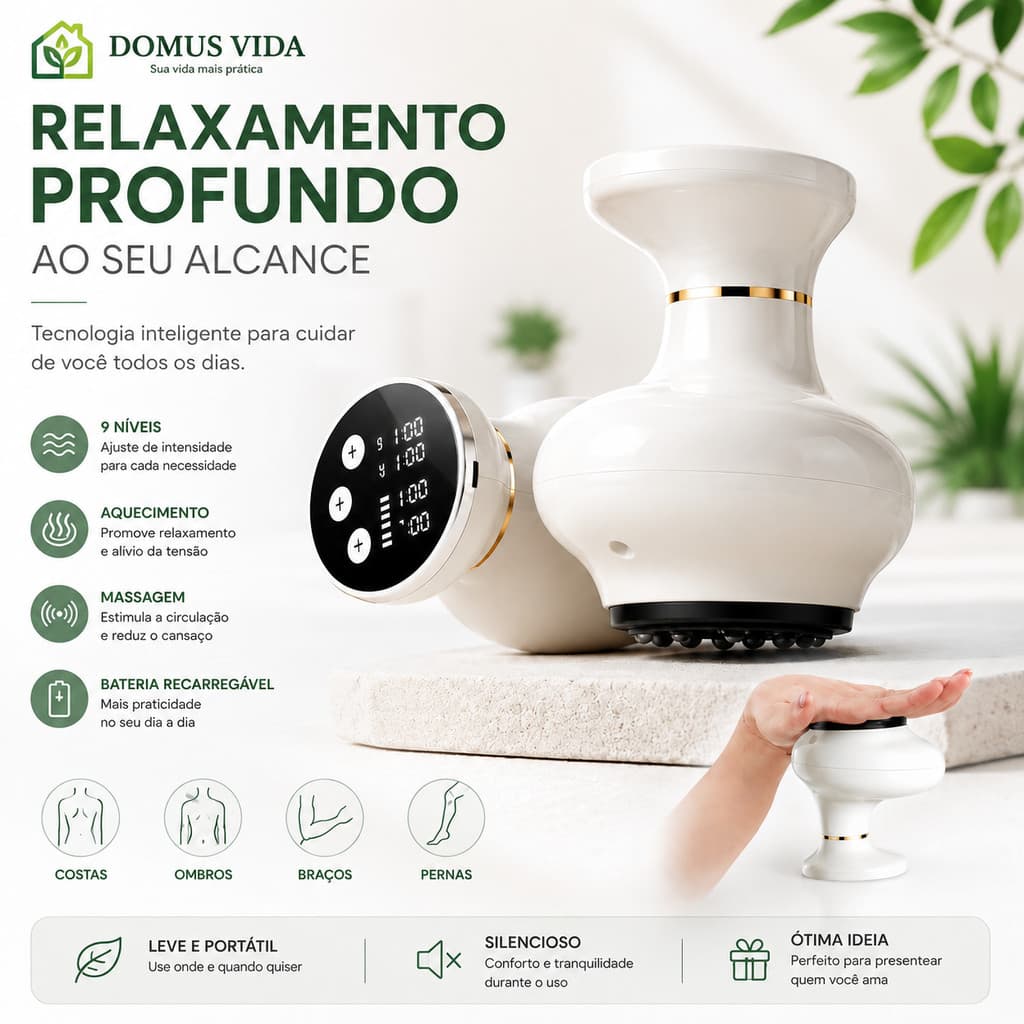 Massageador Corporal Elétrico com Sucção a Vácuo – Ventosaterapia por Ventosas