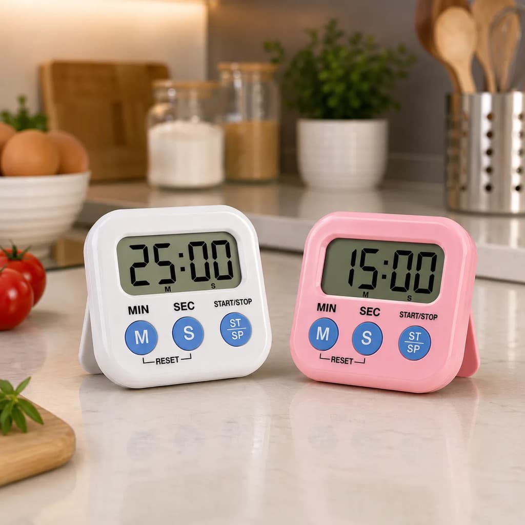 Kit 2 Cronômetros Digital Timer Temporizador Imã Mesa Hora